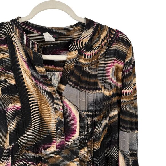 Cocomo Multicolor Liquid Knit Slinky Blouse Y2K Artsy Office Womens Size Small - Picture 2 of 4